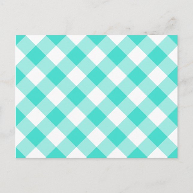 Turquoise Gingham Pattern Postcard (Front)