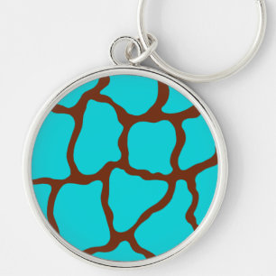 Turquoise Giraffe Print Keychain