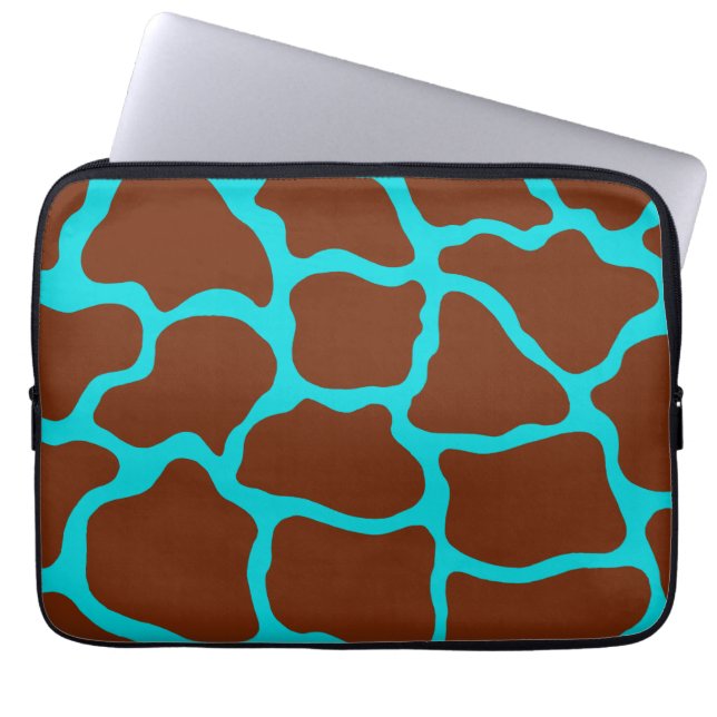 Turquoise Giraffe Print Laptop Sleeve (Front)