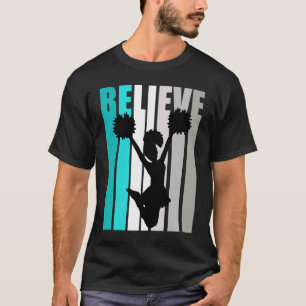 Turquoise Girls Cheerleading Birthday Cheerleader  T-Shirt