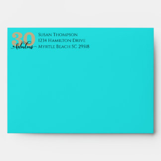 Turquoise Glitter 30 and Fabulous Birthday Party Envelope