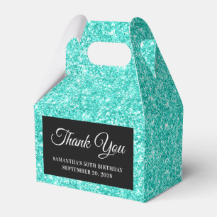Turquoise Glitter 50th Birthday Thank You Favour Box
