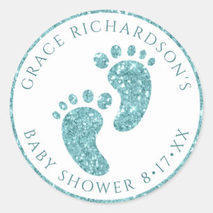 Turquoise Glitter Baby Feet Sticker Personalised
