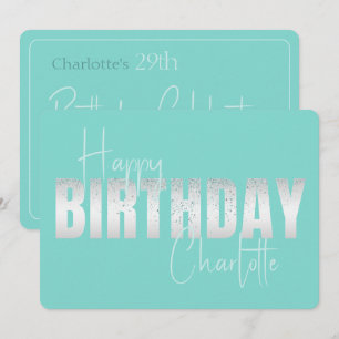 Turquoise Glitter Birthday Celebration Invitation
