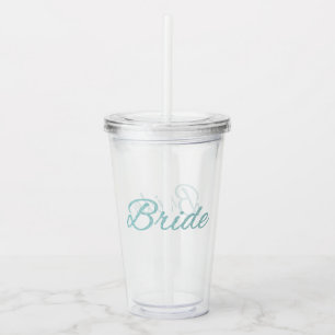 Turquoise Glitter Bride Wedding Acrylic Tumbler