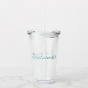 Turquoise Glitter Bridesmaid Wedding Acrylic Tumbler