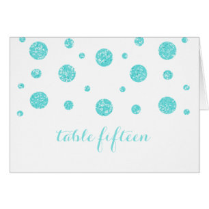 Turquoise Glitter Confetti Table Number Card
