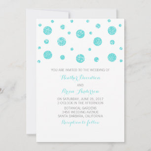 Turquoise Glitter Confetti Wedding Invite