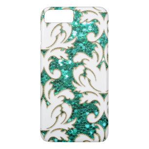 Turquoise Glitter Damask Case-Mate iPhone Case