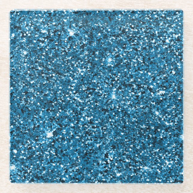 Turquoise Glitter               Glass Coaster (Front)