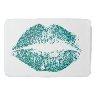 Turquoise Glitter Lips Bath Mat