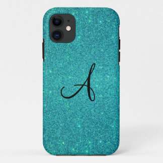 Turquoise glitter monogram Case-Mate iPhone case
