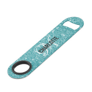 Turquoise glitter  monogrammed name