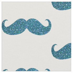 Turquoise Glitter Moustache #2 Fabric