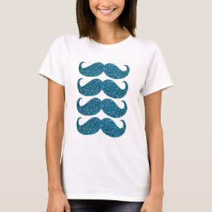Turquoise Glitter Moustache #2 T-Shirt