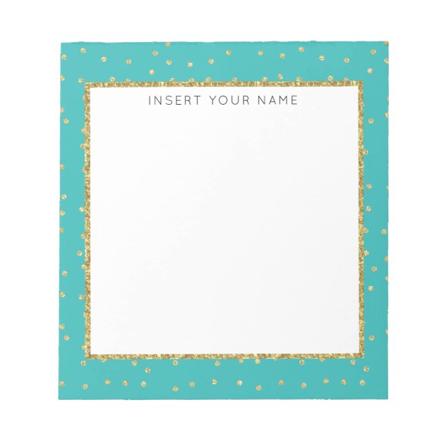 Turquoise & Glitter Personalised Notepad 5.5" x 6" (Front)