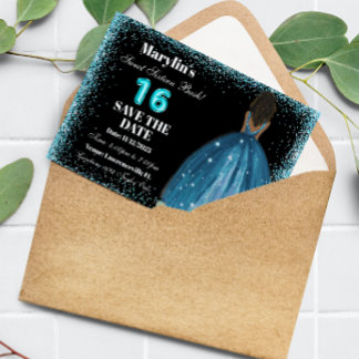 Turquoise Glitter Princess Sweet 16 Foil Balloon Save The Date