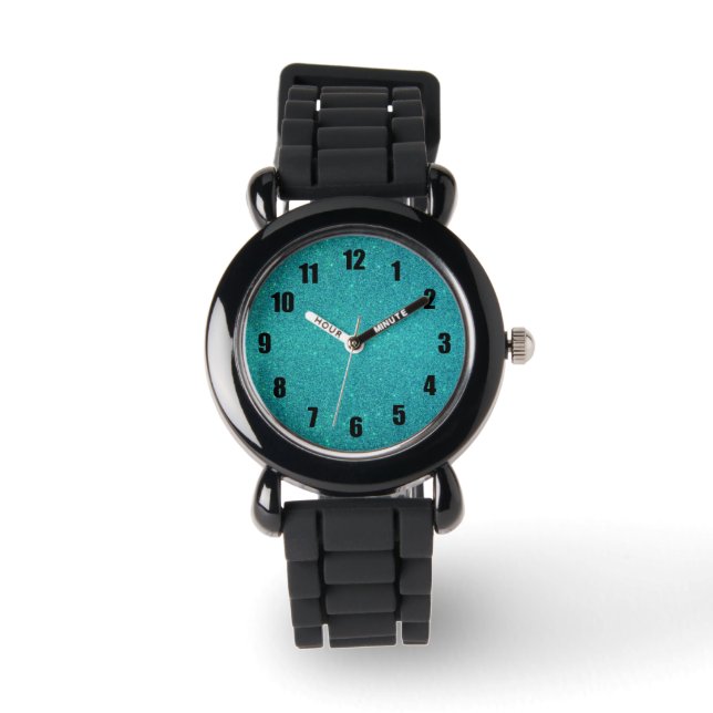 Turquoise glitter watch (Front)