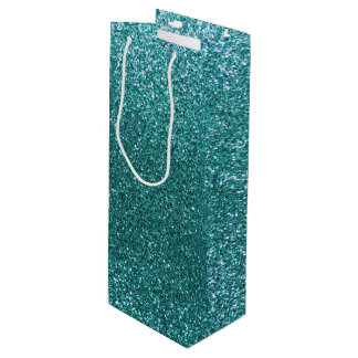 Turquoise glitter wine gift bag
