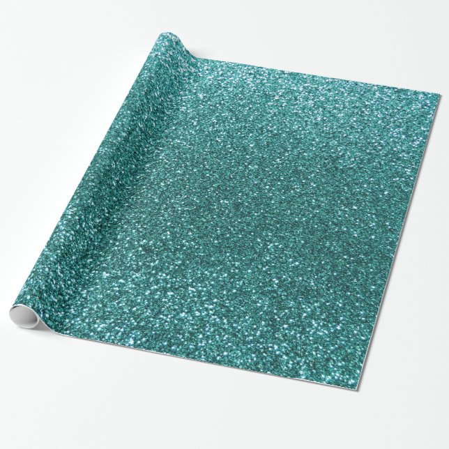 Turquoise glitter wrapping paper (Unrolled)