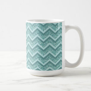Turquoise Glitter ZigZag Pattern Coffee Mug