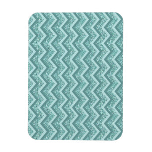 Turquoise Glitter ZigZag Pattern Magnet