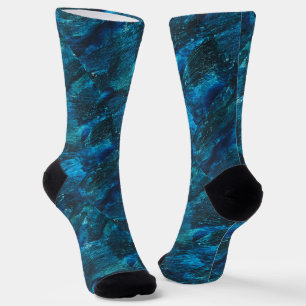 Turquoise Glittery Fairy Magic Brush Strokes Socks