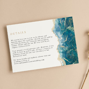 Turquoise Gold Agate Modern Wedding Enclosure Card