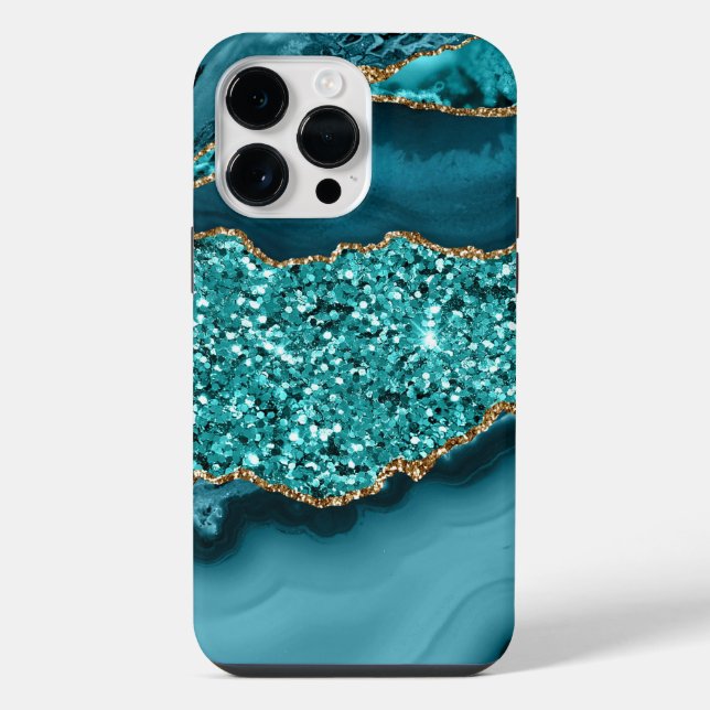 TURQUOISE & GOLD AGATE PATTERN iPhone CASE (Back)