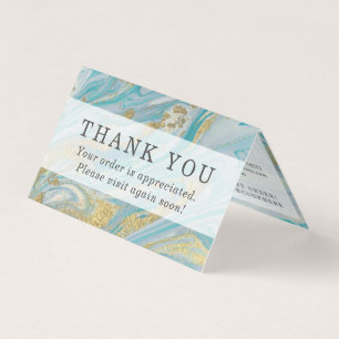 Turquoise & Gold Agate Stone Geode Thank You Card