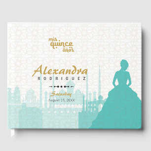 Turquoise & Gold Arabian Quinceañera Guest Book