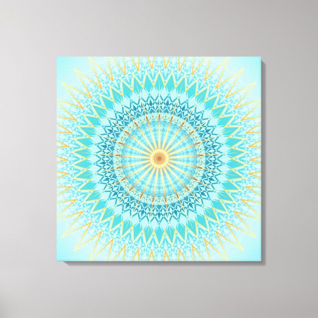 Turquoise Gold Boho Mandala Canvas Print (Front)
