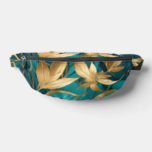 Turquoise Gold Boho Popular Leaves Collection Bum Bags