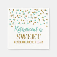 Turquoise Gold Confetti Retirement is Sweet