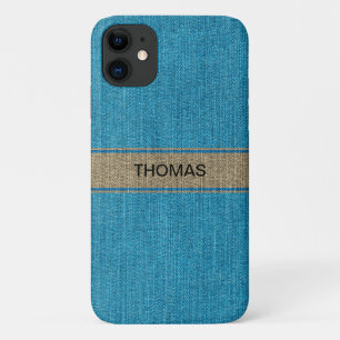 Turquoise Gold Denim Jeans Fabric Name Custom Case-Mate iPhone Case