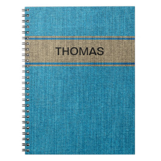 Turquoise Gold Denim Jeans Fabric Name Customised Notebook