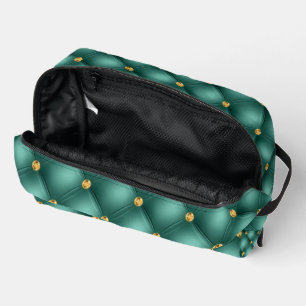 Turquoise Gold Diamonds Tufted Gemstone Dopp Kit
