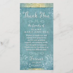 Turquoise & Gold Floral Thank You Sympathy Card