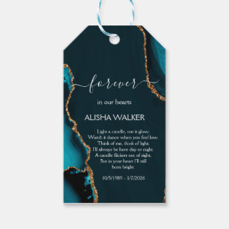 Turquoise & Gold Funeral Memorial Gift Tags