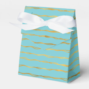 Turquoise Gold Glam Stripes Favour Box