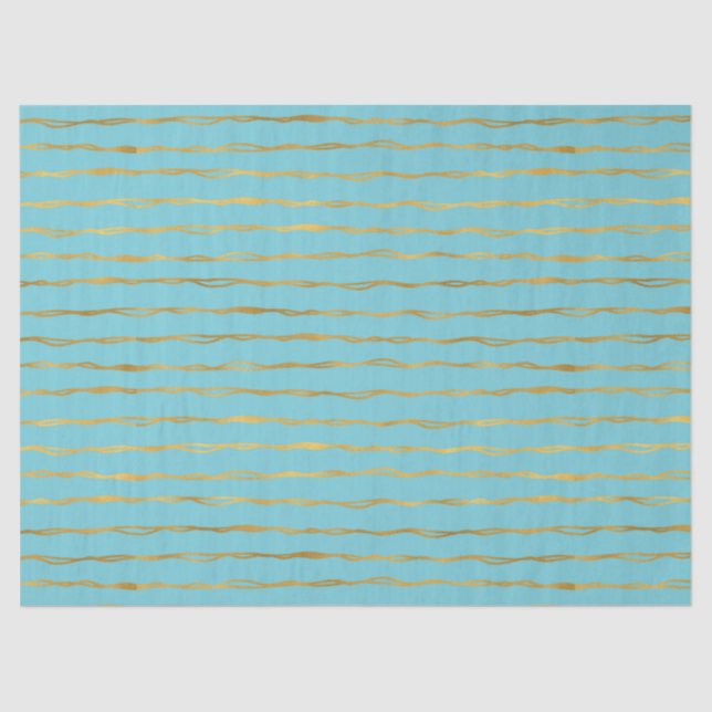 Turquoise Gold Glam Stripes Tissue Paper (Front)