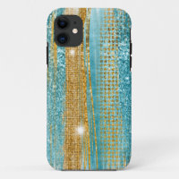 Turquoise Gold Glitter Elegant Chic Girly