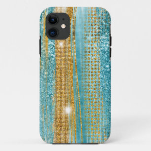 Turquoise Gold Glitter Elegant Chic Girly Case-Mate iPhone Case