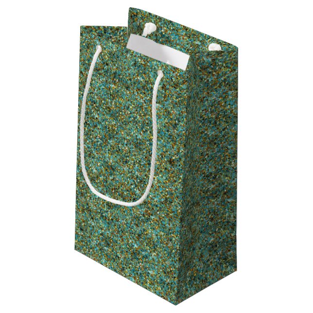 Turquoise-Gold Glitter-GIFT BAG s (Back Angled)