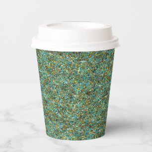 Turquoise-Gold Glitter-PAPER CUPS