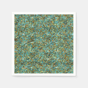 Turquoise-Gold Glitter-PAPER NAPKINS