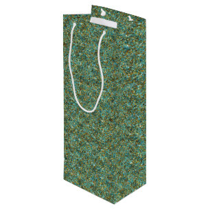 Turquoise-Gold Glitter-WINE GIFT BAG