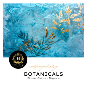 Turquoise Gold Leaf and Botanical Tissue Paper