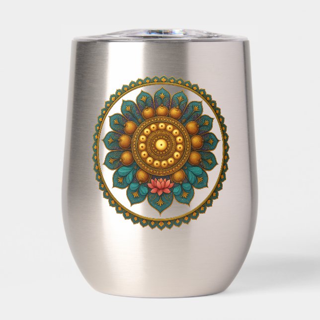 Turquoise Gold Lotus Mandala -Boho Fantasy Graphic (Front)