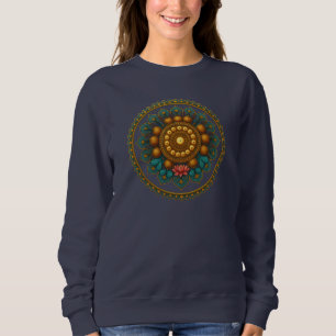 Turquoise Gold Lotus Mandala -Boho Fantasy Graphic Sweatshirt